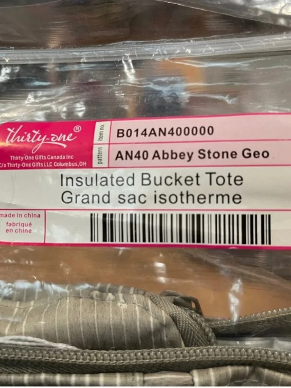 Thirty-One Insulated Bucket Tote Abbey Stone Geo